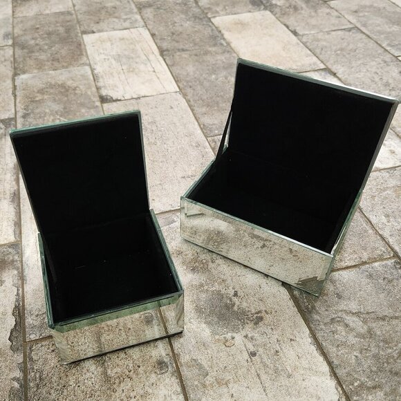 Beveled Mirror Glass Jewelry Boxes (set of 2) - Picture 2 of 4